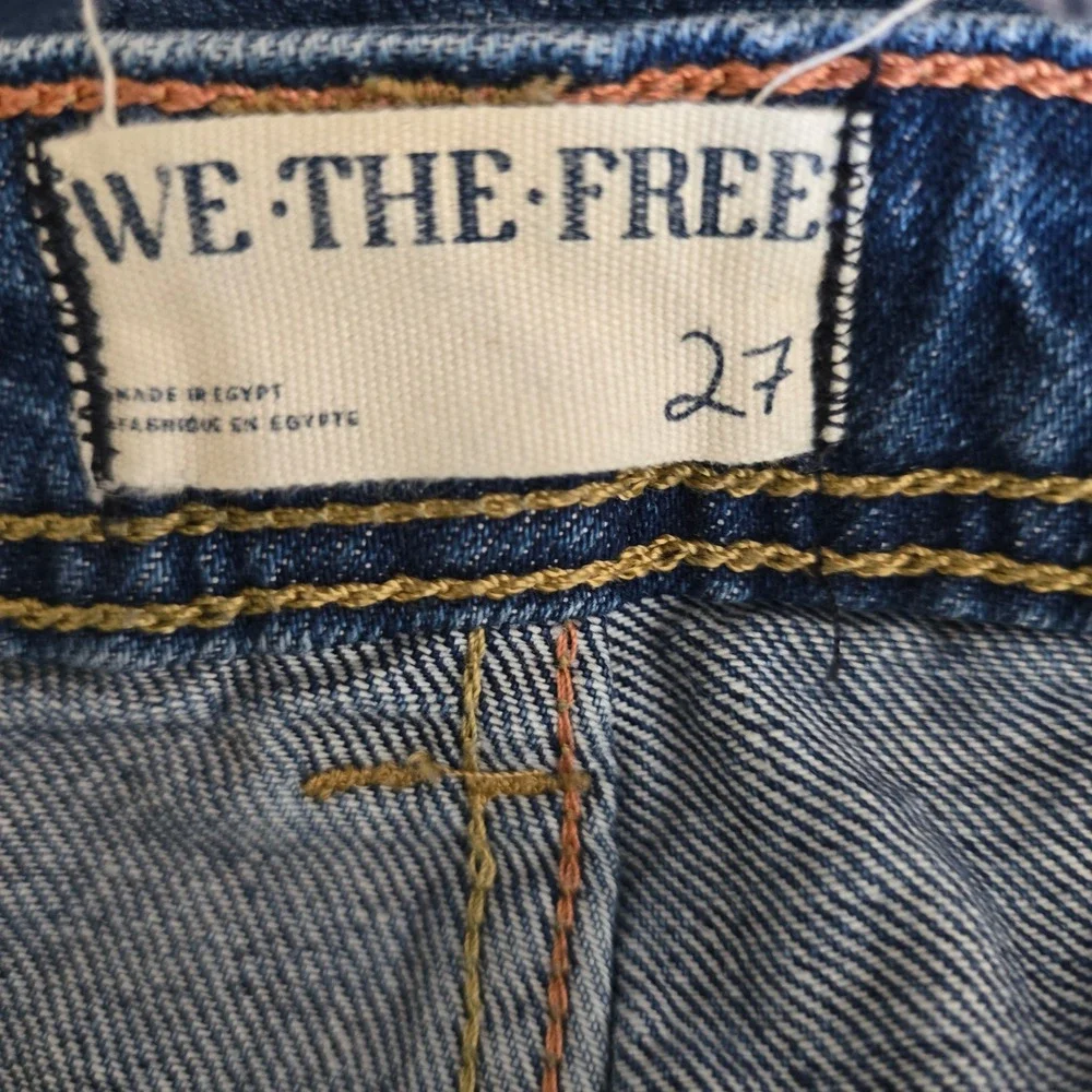 We‎ The Free Free People Ava High Rise Boot Cut Raw Hem Jeans Dark Wash 27